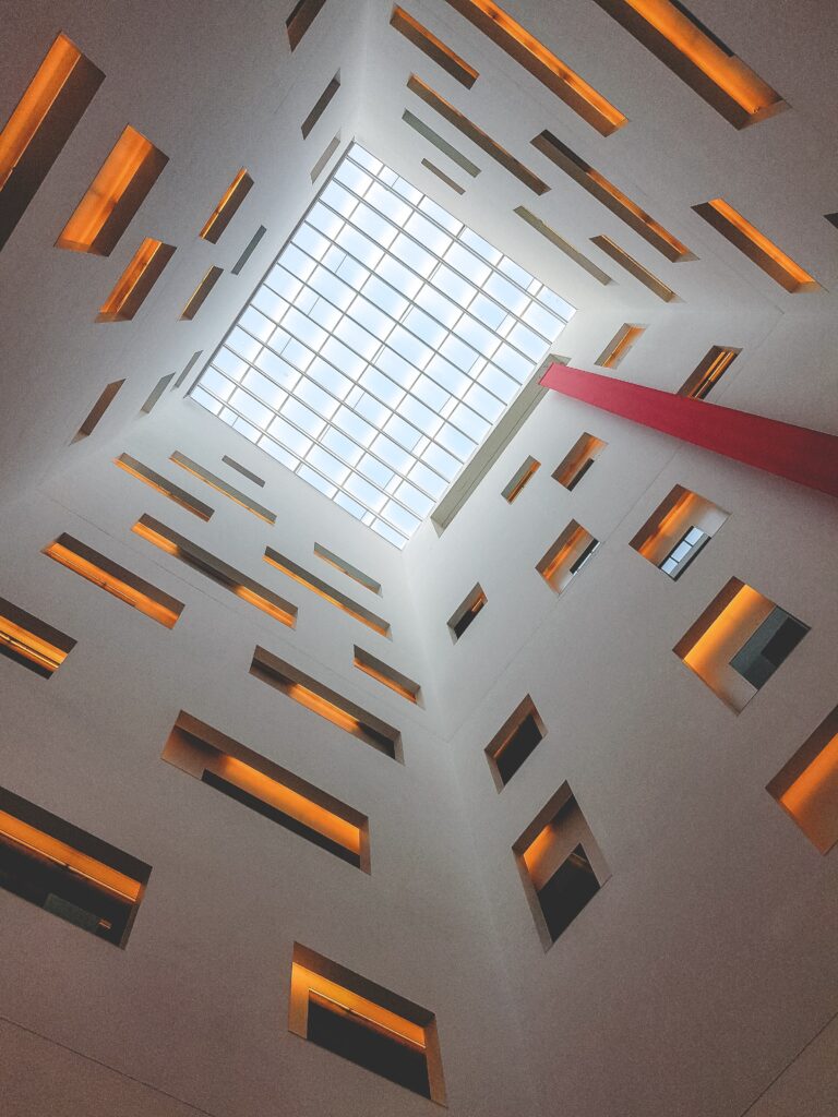 looking up in a hotel
