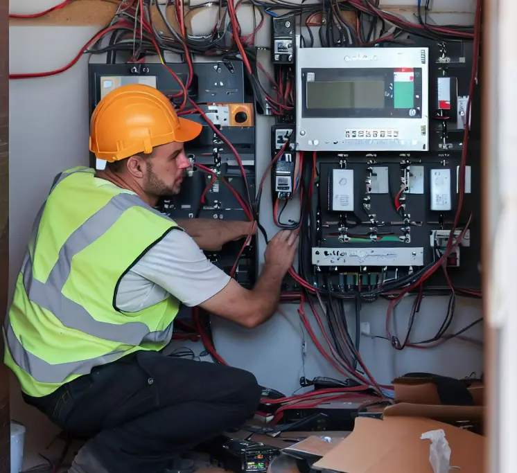 Low Voltage Systems in Construction worker is at work